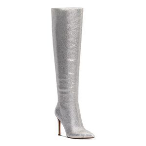 INC Womens Silver Embellished Pointed Toe Stiletto Zip-Up Dress Boots 8.5 M